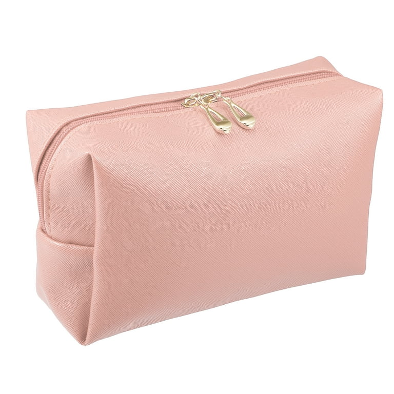 Unique Bargains PU Leather Waterproof Makeup Bag Cosmetic Case Makeup Bag  for Female S Size Pink 1 Pcs