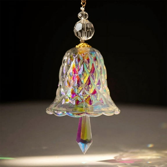 Stained Glass Window Hanging Crystal Bell Chimes Decor Room Aesthetic Cute