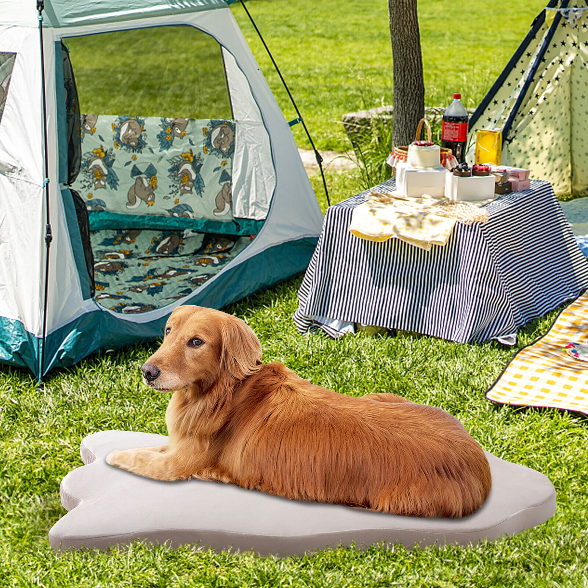 Gymax Dog Sleeping Mat Waterproof Dog Crate Pad Bed Mat with Memory Foam Support White