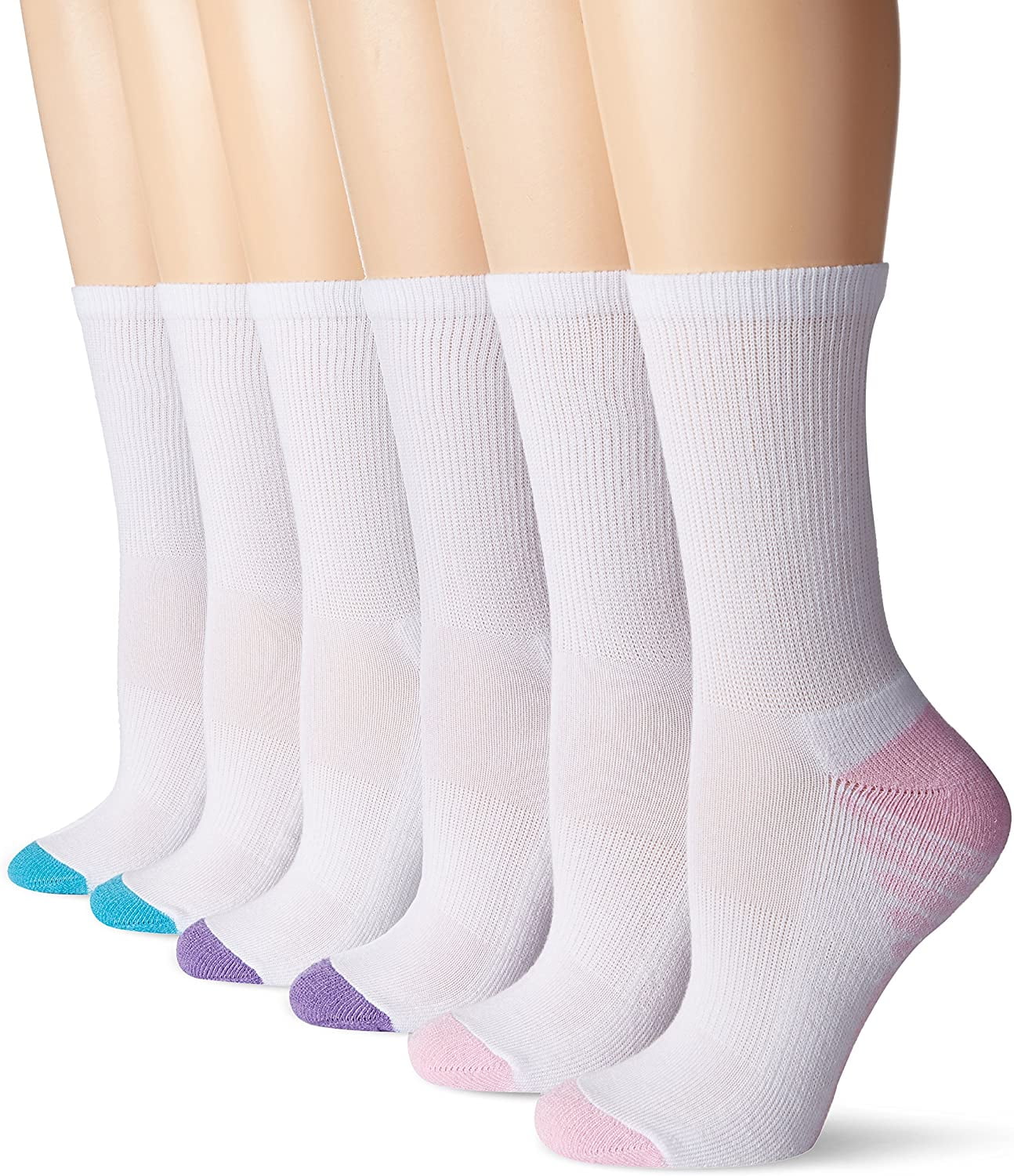 Women's sport crew socks, 6 pairs