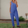 thumbnail image 2 of HBFAGFB Rompers for Women 2024 Spring and Summer Short Sleeved Wide Leg Pants Jumpsuit Blue Size XL, 2 of 3