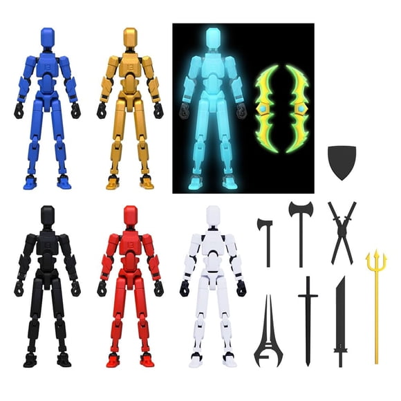 Merryxd Paquete de 6 figuras de acción T13 completas, figura de acción Titan 13, figura de acción simulada 13, figura de acción Lucky 13, figura de acción impresa en 3D, juguete móvil Nova 13 con múlt