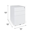 thumbnail image 3 of HON Basyx Commercial-Grade Modern Mobile Steel Pedestal, Filing Cabinet, White (BSXMMPRW), 3 of 16
