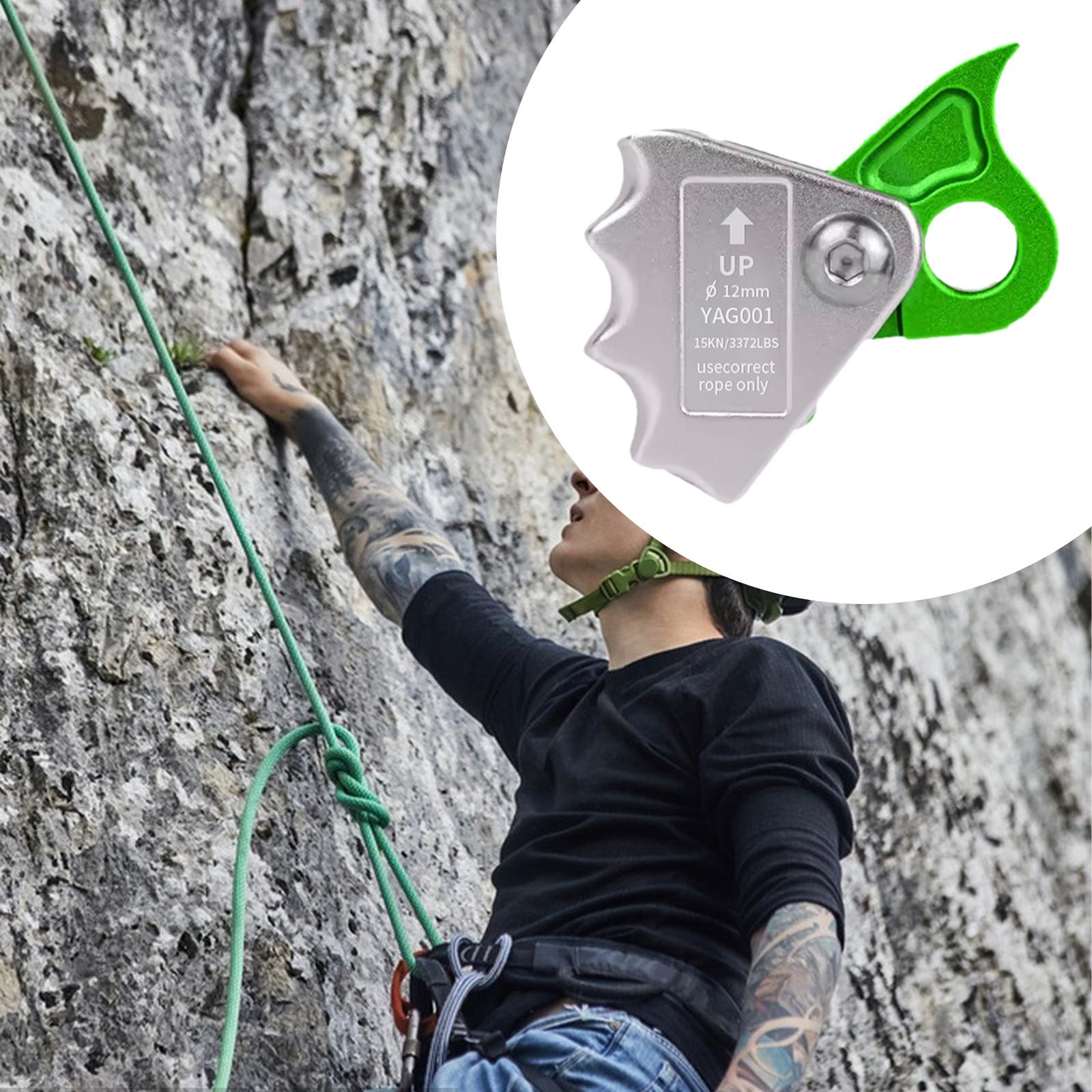 QccHieUs Climbing Rope Adjuster with Ascender Grip, 15kN Heavy Duty Descender Stopper for Green