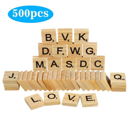 EEEKit Scrabble Wood Tiles Pieces, 500-Pack Wood Letter Tiles, Wooden Scrabble Tiles A-Z Capital Letters for Replacement Tiles, Arts and Crafts, Jewelry Making, Gifts,