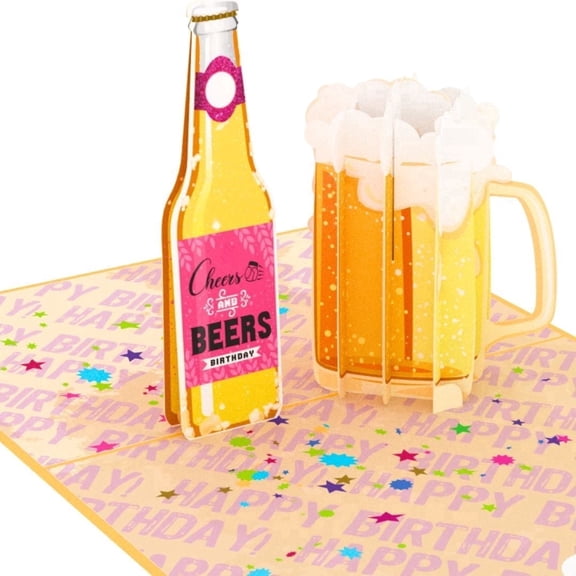 Beer Time 3D Pop Up Greeting Card for Birthday, Handmade Laser Cut Greeting Card, Greeting Card for all Occasions, Congratulations, Birthday,
