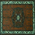 thumbnail image 1 of Ahgly Company Machine Washable Indoor Square Persian Turquoise Blue Traditional Area Rugs, 5' Square, 1 of 4