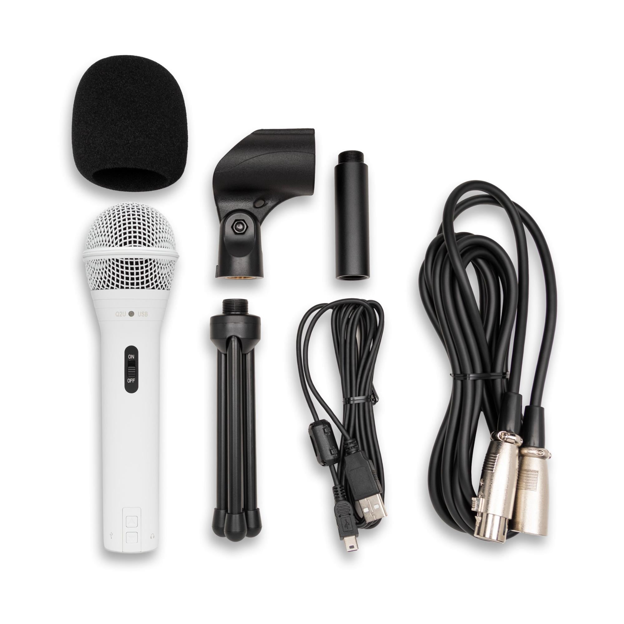 Samson Q2U Dynamic USB Microphone (White, 3-pack) Bundle with 3 x Shockmounts, 3 x Boom Arms and 3 x Pop Filters (12 items)