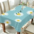 thumbnail image 4 of Coolnut Flowers Polka Dot Blue Tablecloth Durable Square Table Cloth Waterproof Stain Proof Camping Tablecloths for Outdoor Picnic Family Dinner Restaurant 54 x 72 Inch House Decor, 4 of 7