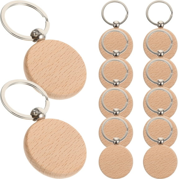 12 Pcs Wooden Keychain Engraving Blanks DIY Bulk Personalized Keychains Labels Sublimation Beech Unfinished Tags