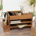 thumbnail image 5 of HomeStock Victorian Vintage Wooden Desk Organizer with 12 Storage Compartments, Letter Tray, and Natural Wood Finish for Home Office - Assembly Required, 5 of 9