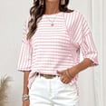 thumbnail image 6 of Hilenly Oversized Tshirts for Women Short Sleeve Striped Tee Shirt Casual Crewneck Summer Tops, 6 of 9