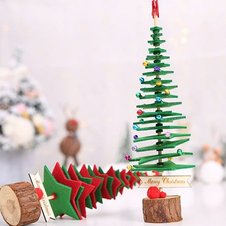 Mini Christmas Tree Ornament Handmade Xmas Kids Game Wall Hanging Decoration Holiday Home Showcase Mini Decor Kids