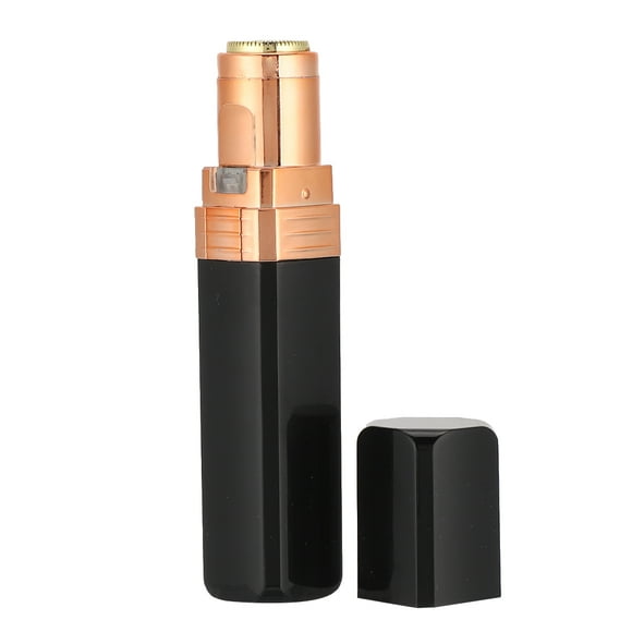 Mini depiladora eléctrica compacta con forma de lápiz labial para rostro y cuerpo para mujeres, color negro brillante