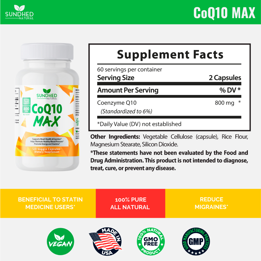 Sundhed Natural CoQ10 Powerful Antioxidant (Capsules 800mg 120 Capsules)