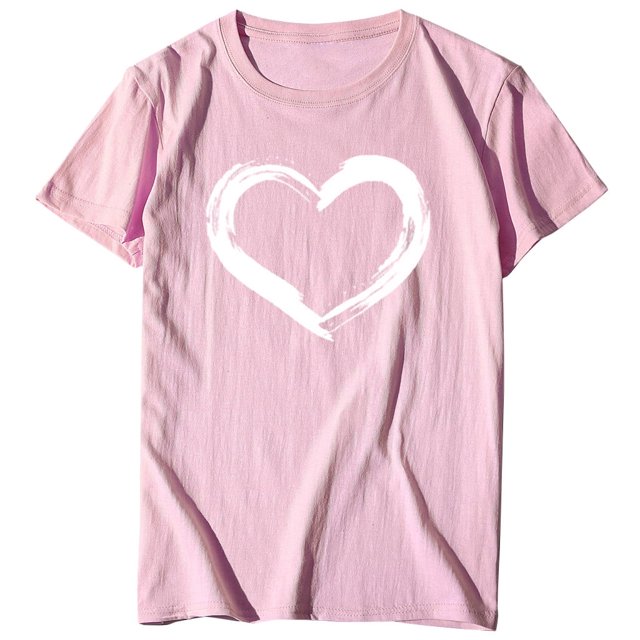 Babysbule Hauts pour Femmes en Liquidation Manches Courtes Imprimé en Forme de Cœur Décontracté Blouse T-shirt
