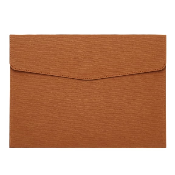Uxcell PU Leather A4 File Folder, Document Holder Filing Organizer Portfolio Envelope Folder Case with Snap Closure Style 4 Brown