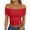 Red #006, variant on Womens Off The Shoulder Tops Going Out Cap Sleeve Y2k Fashion Sexy Ruched Crop Shirts Cute Summer Blouses 2026, L