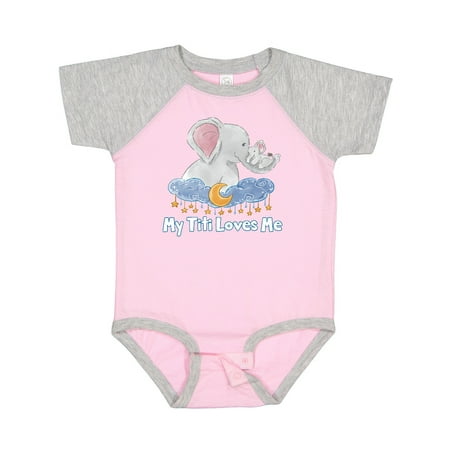 

Inktastic My Titi Loves Me Cute Elephants Clouds Moon and Stars Gift Baby Boy or Baby Girl Bodysuit