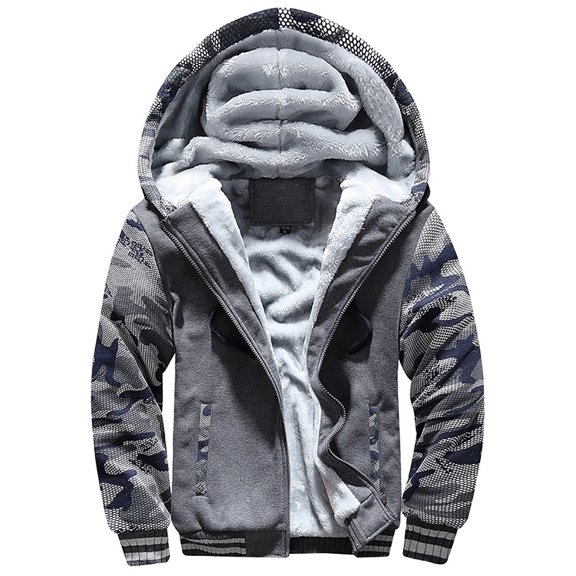 YODETEY Men'S Autumn and Winter Loose Casual Solid Color Jacket Gray 12(XXL)