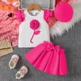 thumbnail image 2 of Caqnni Toddler Girls Summer 2Pcs Outfits Set, Cute Flower Short Sleeve T-Shirt and Pants (Gift Ready) Summer 2Pcs Gift Outfits Set 2Pcs Summer Playwear Beach Outfits 12-18 Months,Pink, 2 of 9