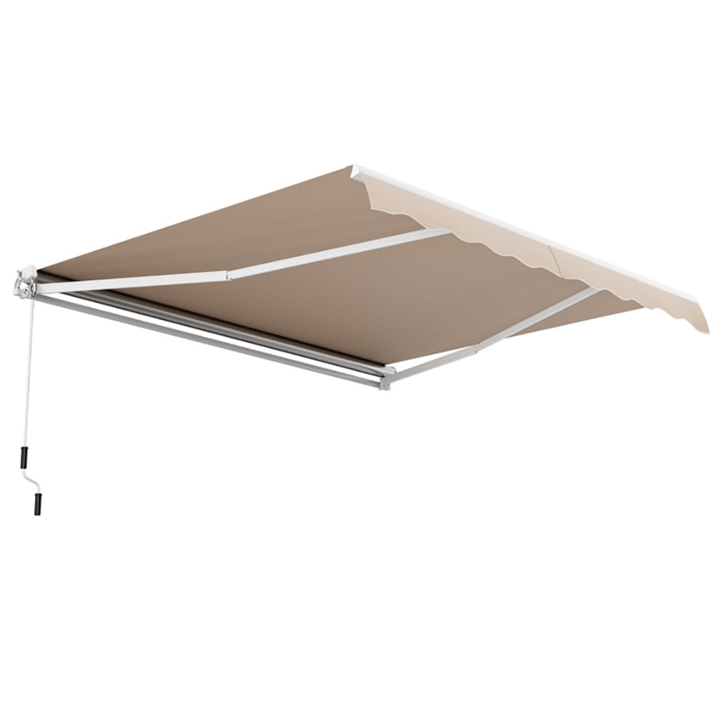 Aimee Lii 12 x 10 Feet Retractable Patio Awning Aluminum Sunshade Shelter, Awnings for Decks, Beige