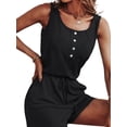thumbnail image 2 of Mono sin mangas Sunloudy para mujer, mono de color liso con cuello en U y botones con cordón y bolsillos Sunloudy  S M L XL, 2 of 9