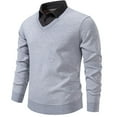 thumbnail image 1 of Blusa y camisa de manga larga con cuello vuelto para hombre, camisa de punto con bloques de color, blusa ajustada de manga larga con cuello vuelto y medio botón, blusa de poliéster para hombre, 1 of 4