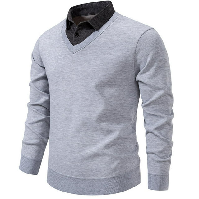 Blusa y camisa de manga larga con cuello vuelto para hombre, camisa de punto con bloques de color, blusa ajustada de manga larga con cuello vuelto y medio botón, blusa de poliéster para hombre