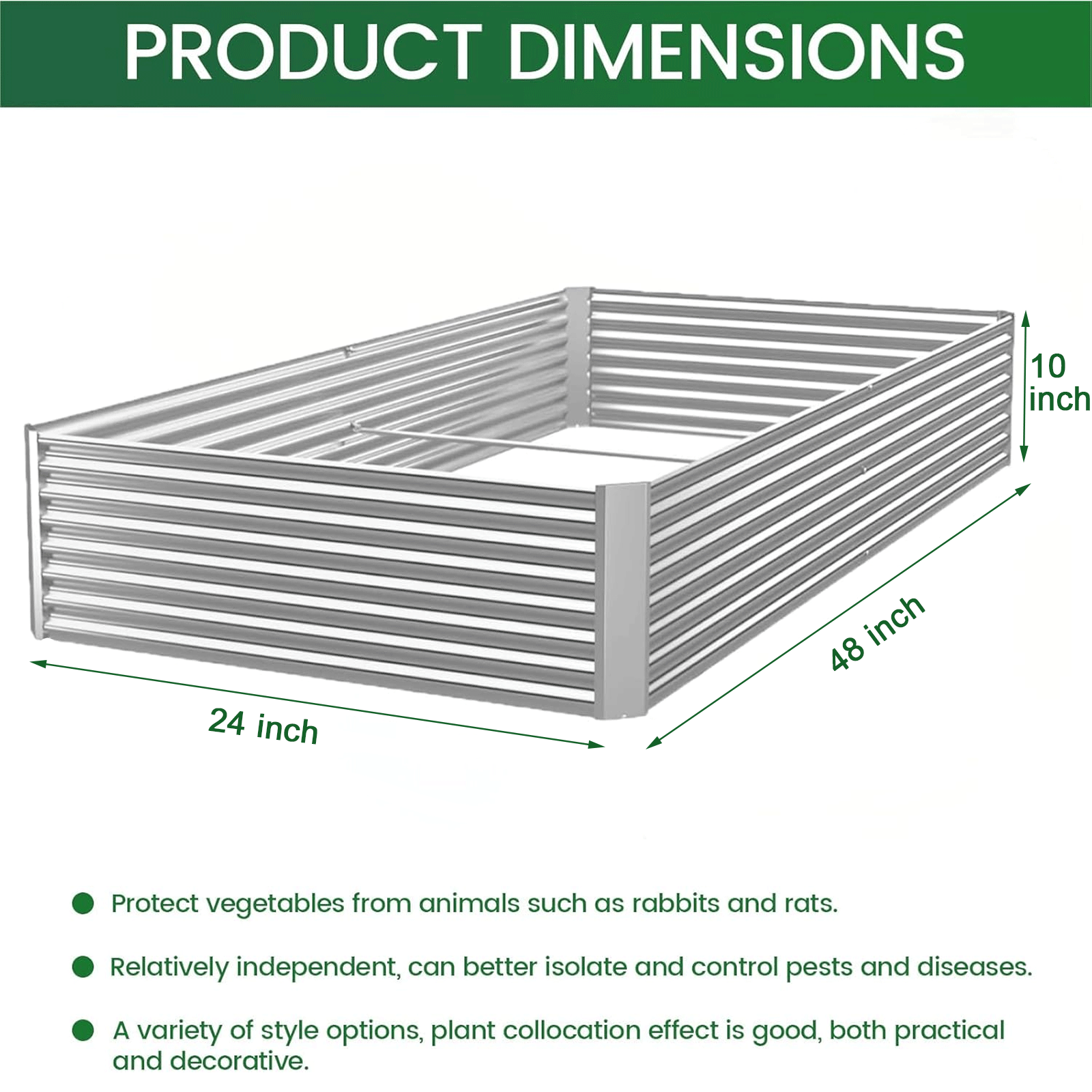 CATMANOR 3 Pack Corrugated Galvanized Steel Raised Garden Bed Outdoor, Metal Above Ground Garden Bed for Vegetables and Flowers, Rectangle Raised Beds for Gardening-4x2FT