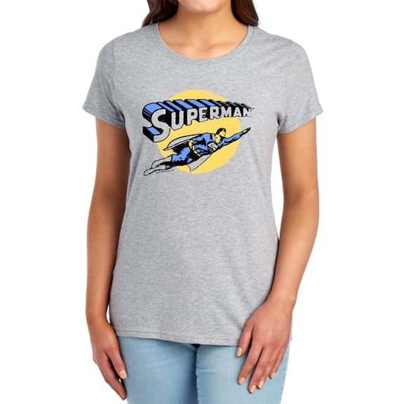 Superman Fly by Women's T Shirt, Athletic Heather, Small