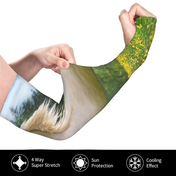 Gukieu Horse Rearing Up In The Field for Adult Ice Silk Sun Protection Arm Sleeves, Moisture Wicking, UV Protection Outdoor Sports Arm Sleeves, Unisex
