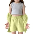 thumbnail image 4 of MEZZALL Girls Outfits Sets Casual Playwear School Summer Fall Toddler Kids Shirt Shorts Outfits Sets Comfortable Solid Color Turn Down Collar Elastic Waist Solid Color Dailywear Comfort / 7-8 Years, 4 of 9