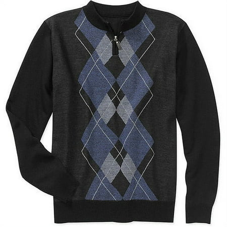 Big Men's - Jaquard Zip Up Mock Neck Sw