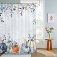 thumbnail image 4 of Shower Curtains for Bathroom, Blue Pumpkins Fall Waterproof Fabric Shower Curtain, Thanksgiving Coastal Eucalyptus Leaves Decorative Bathroom Curtain for Bathtub, 36"x72", No Hooks Included, 4 of 9