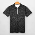 thumbnail image 3 of Black Damask Background Men Zipper T-shirt Summer Casual Short Sleeve T-shirt Top, 3 of 7