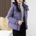thumbnail image 5 of PiGOGI Women's Winter Jacket Hooded Casual Winter Coat Fall Outerwear Purple L, 5 of 6