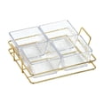 thumbnail image 2 of Clear Acrylic Divided Serving Tray - 4-Compartment Snack Platter for Parties, Fruit, Nuts & Appetizers with Iron Stand, 2 of 7