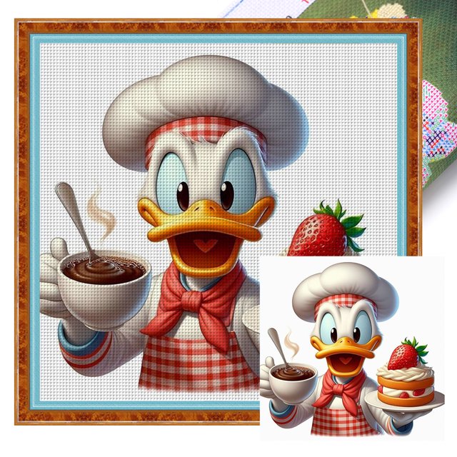 (18CTAFF-1593__C__40X40) Hilo algodón ecológico bordado 18CT 2 hebras impresión 40*40cm kit serie punto cruz del Pato Donald