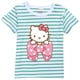 thumbnail image 2 of Hello Kitty moda para chicas de algodón a rayas de manga corta Camiseta niños verano Casual dibujos animados impreso Tops ropa para niños, 2 of 5