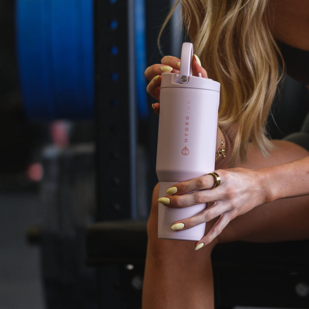 HydroJug Sport 20 oz Stainless Steel Water Bottle with Flip Straw, Insulated Leak-Proof Tumbler for Gym & Outdoor - Pink Sand