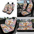 thumbnail image 2 of Renewold Highland Cow Boho Floral Car Seat Cover for Women, with Steering Wheel Cover Seat Belt Strap Pad Handbrake Gear Shift Knob Cover Waste Bin Armrest Rearview Mirror Cover Coasters, 14 PCS, 2 of 7