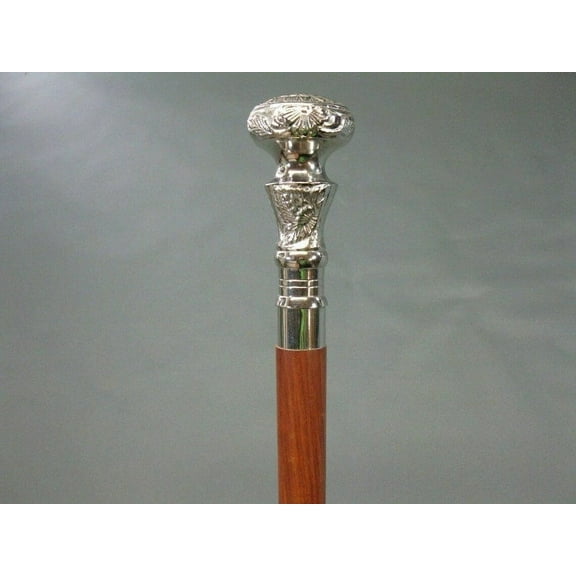 Handmade Wooden Walking Cane Stick | Deluxe Walking Stick With Carved Head | 3 removable Parts Beautiful Brass Antique Head