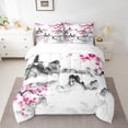 thumbnail image 2 of YST 7Pcs Japanese-Style Comforter Set, Twin Size Cherry Blossoms Bed in a Bag, Watercolor Ink Painting Pattern, 2 of 5