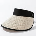 thumbnail image 2 of Women's Sun Visor Hats Wide Brim Straw Beach Hat Ponytail Hats for Women Foldable Floppy, 2 of 7