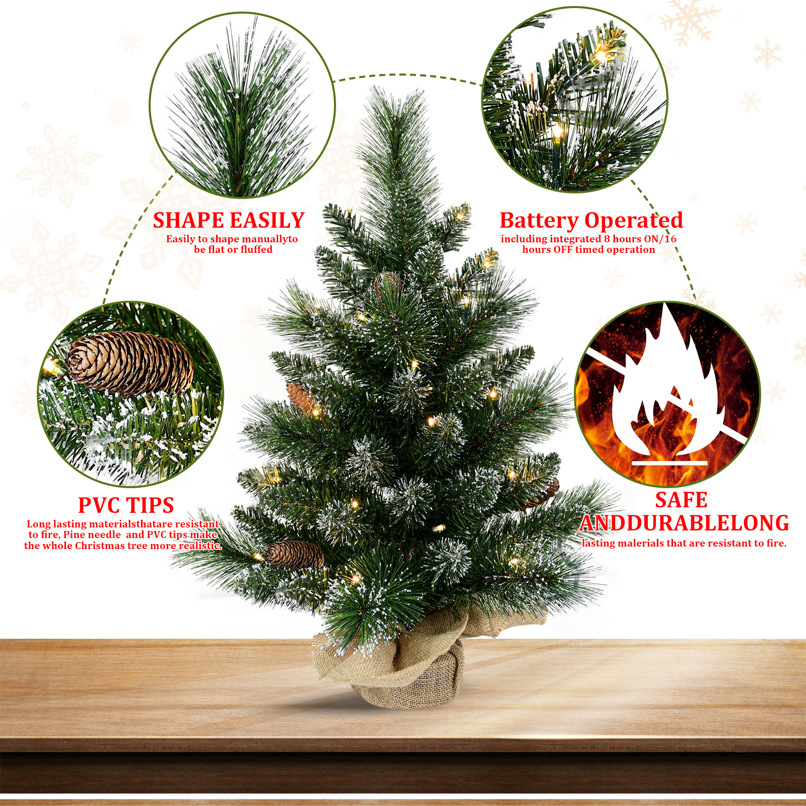 Bringstar 2 Ft Pre-Lit Mini Christmas Tree photo 3