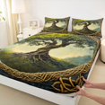 thumbnail image 4 of Homewish Bohemian Nature Tree Bed Sheets,Vintage Botanical Full Size Sheets,Green Brown,4 Pieces,1 Flat Sheet, 1 Fitted Sheet and 2 Pillowcases, 4 of 6