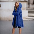 thumbnail image 2 of DHFJKG Womens Zip Up Long Hoodies Solid Color Mid-Length Hooded Jacket With Pockets Winter Leisure Coat, 2 of 6