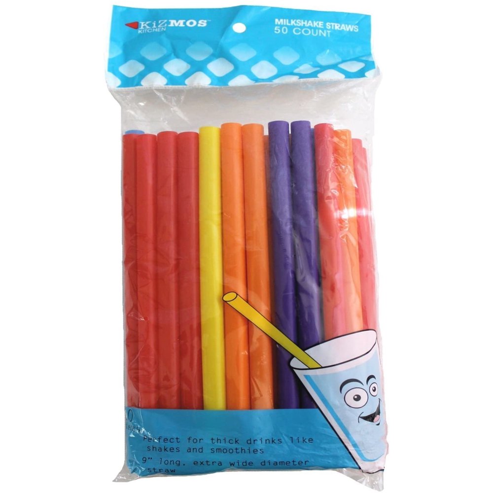 Kizmos 9inch Milkshake Straws 12 pack of 50 (600 Count)