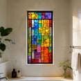 thumbnail image 3 of Stained Glass Window Privacy Film Static Cling - Rainbow Glass Decorative Sun Blocking Window Covering, Non-Adhesive Removable Stickers for Home & Office, 17.7" x 39.4", 3 of 6